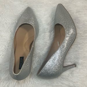 Silver Shimmer 3in Heel. Womens US 9